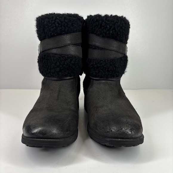 UGG Blayre III Women's US 9.5 Black Waterproof Leather Sheepskin Boots 1095153 - Picture 3 of 16